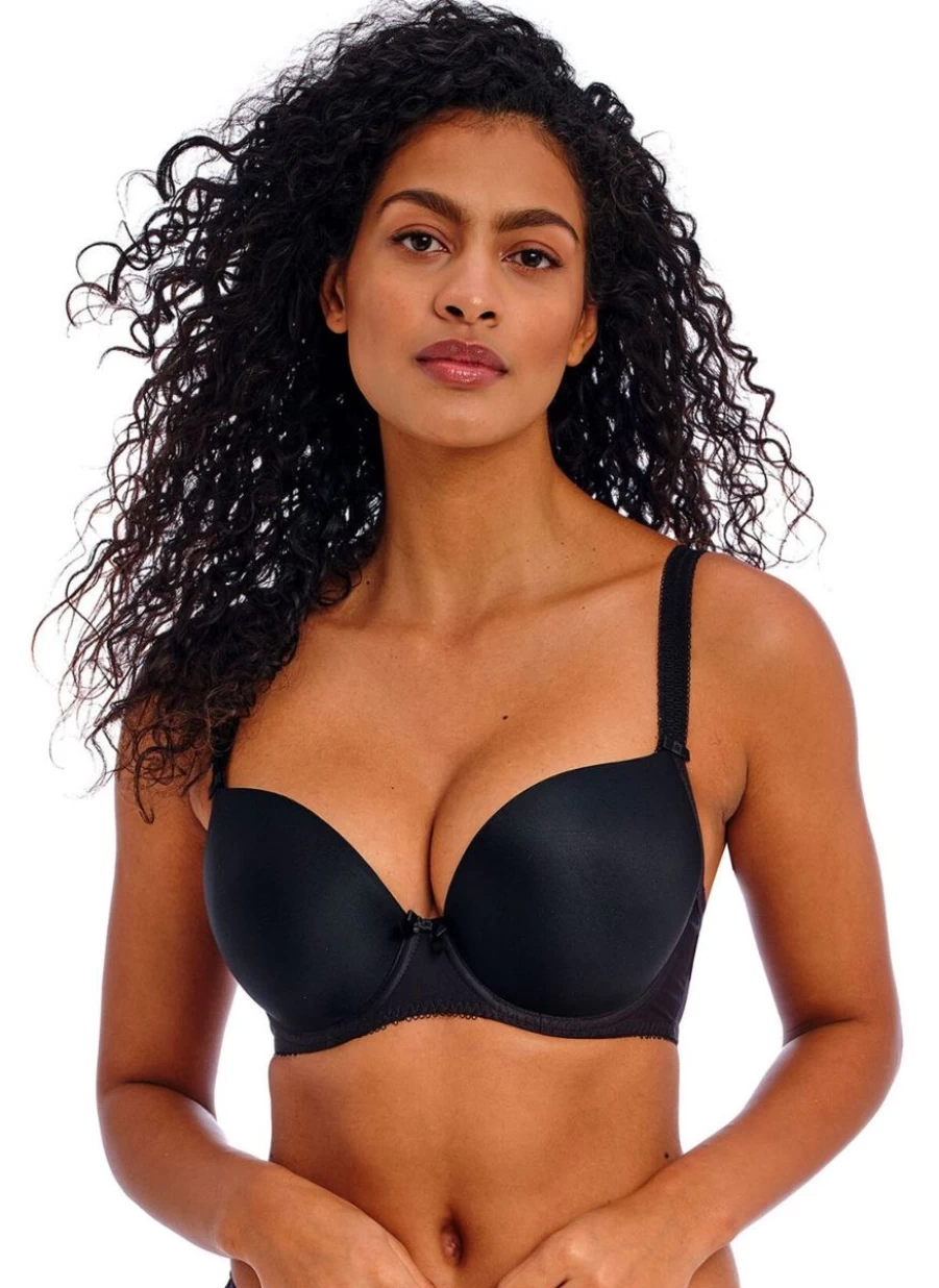 Freya Deco Plunge Bra - Black Lace Underwire Push Up Bra for Women