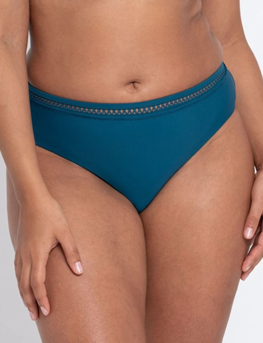 Curvy Kate First Class Classic Bikini Bottom in Deep Teal - Women's High-Waisted Swimwear