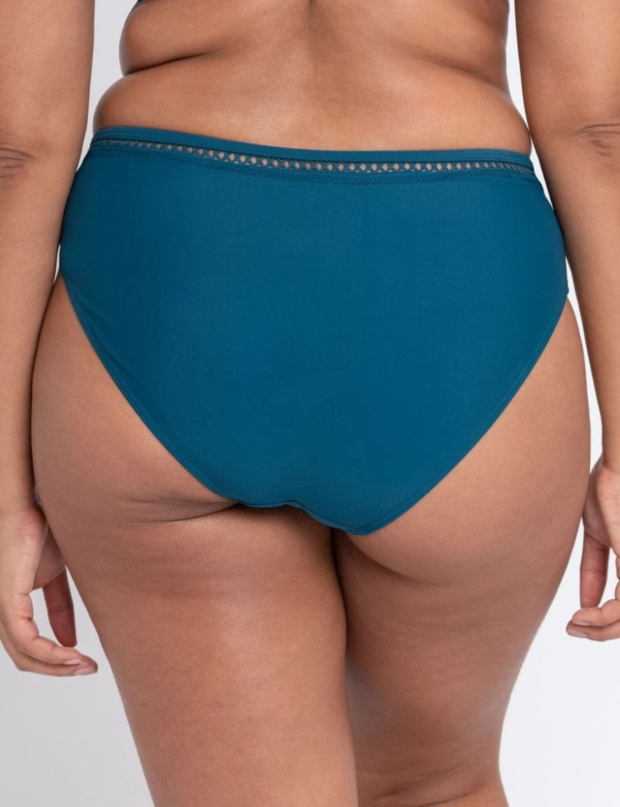 Curvy Kate First Class Classic Bikini Bottom in Deep Teal - Women's High-Waisted Swimwear