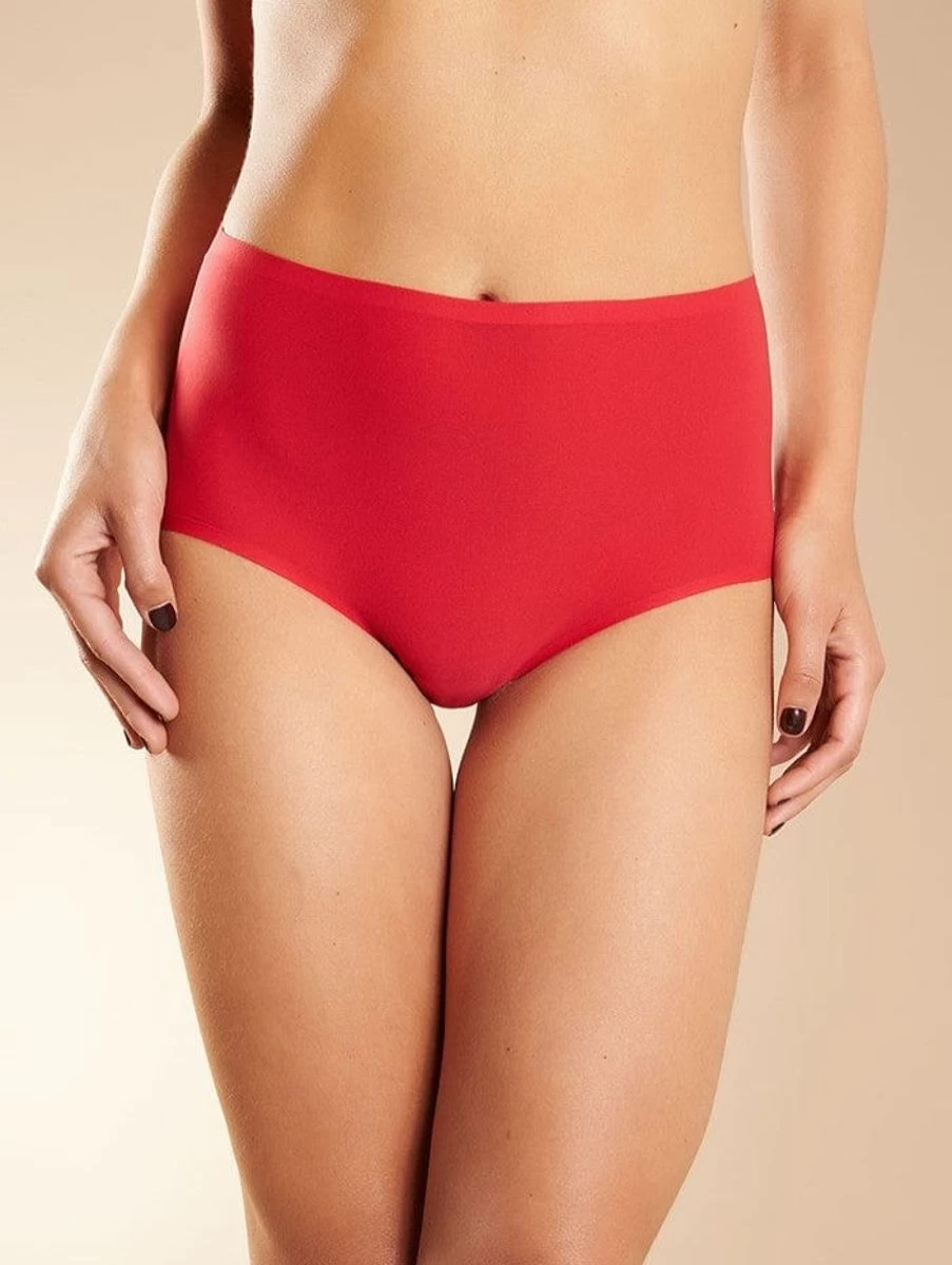 Chantelle Soft Stretch High Waist Brief - One Size, Comfortable Poppy Red Underwear for Women