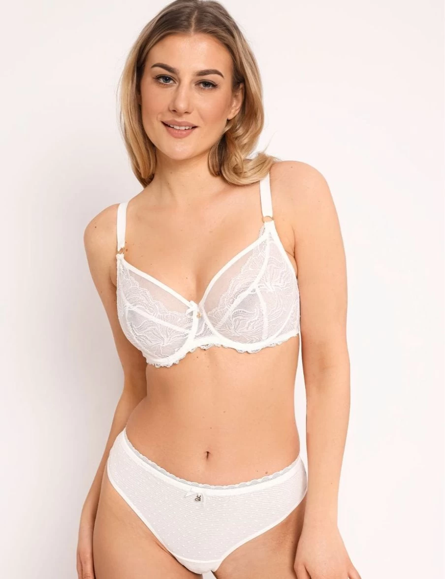 Samanta Nyks Soft Balconette Bra with Pearl Detailing - Comfortable Lace Underwear for Women