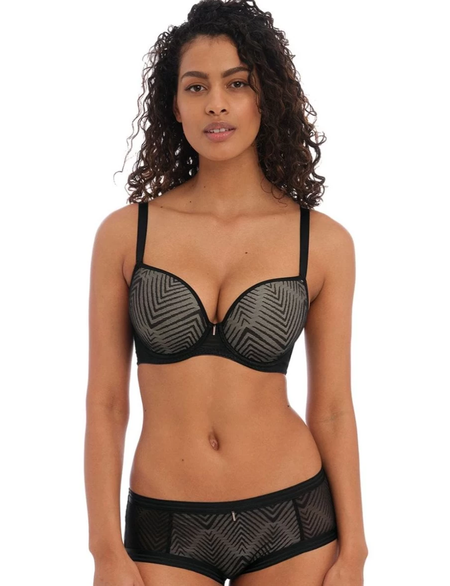 Freya Uplift Plunge T-Shirt Bra - Seamless Underwire Support for Comfort & Shape in Black