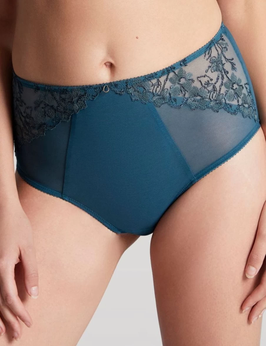 Panache Emilia Deep Brief Women's Underwear in Midnight Teal - Comfortable High Waist Panties