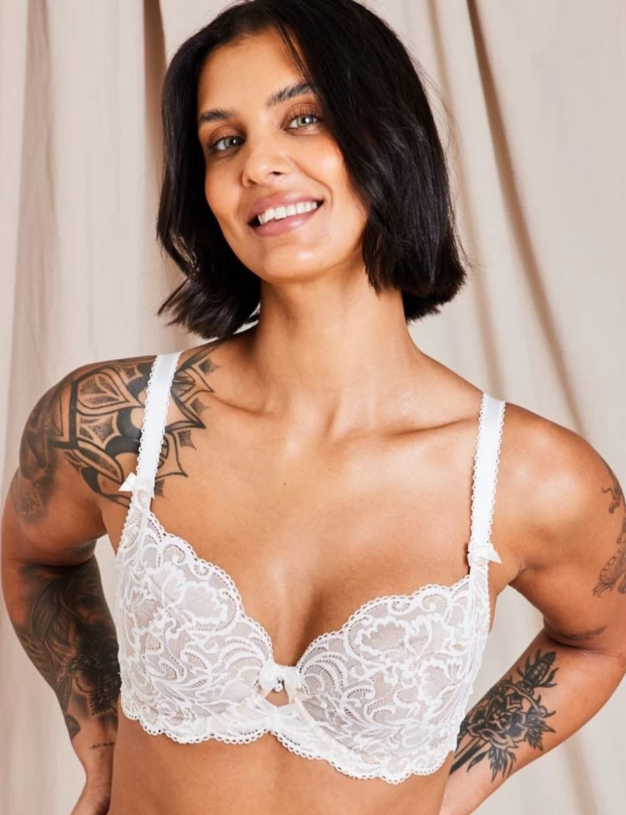 Ewa Michalak Antonina BM Bra in Ivory | Full Bust Lace Underwear | Women's Supportive lingerie