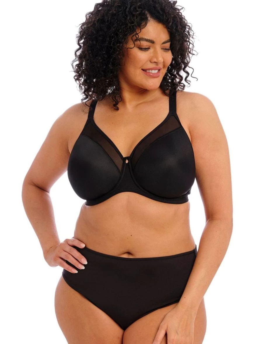 Elomi Smooth Moulded T-Shirt Bra in Black - Comfortable Full-Coverage Underwire Bra