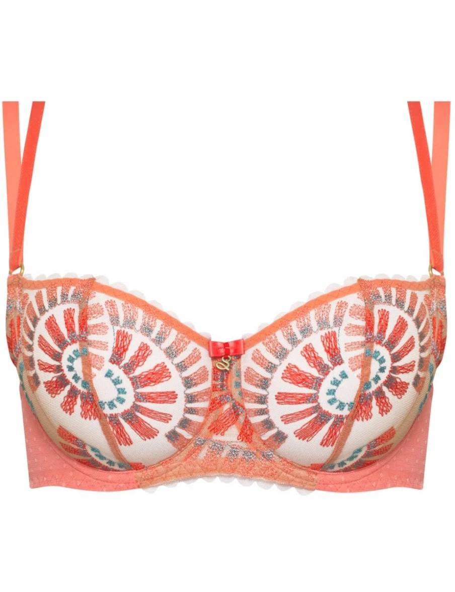 Samanta Nova Soft Coral Half Cup Bra - Comfortable Lace Underwear for Women