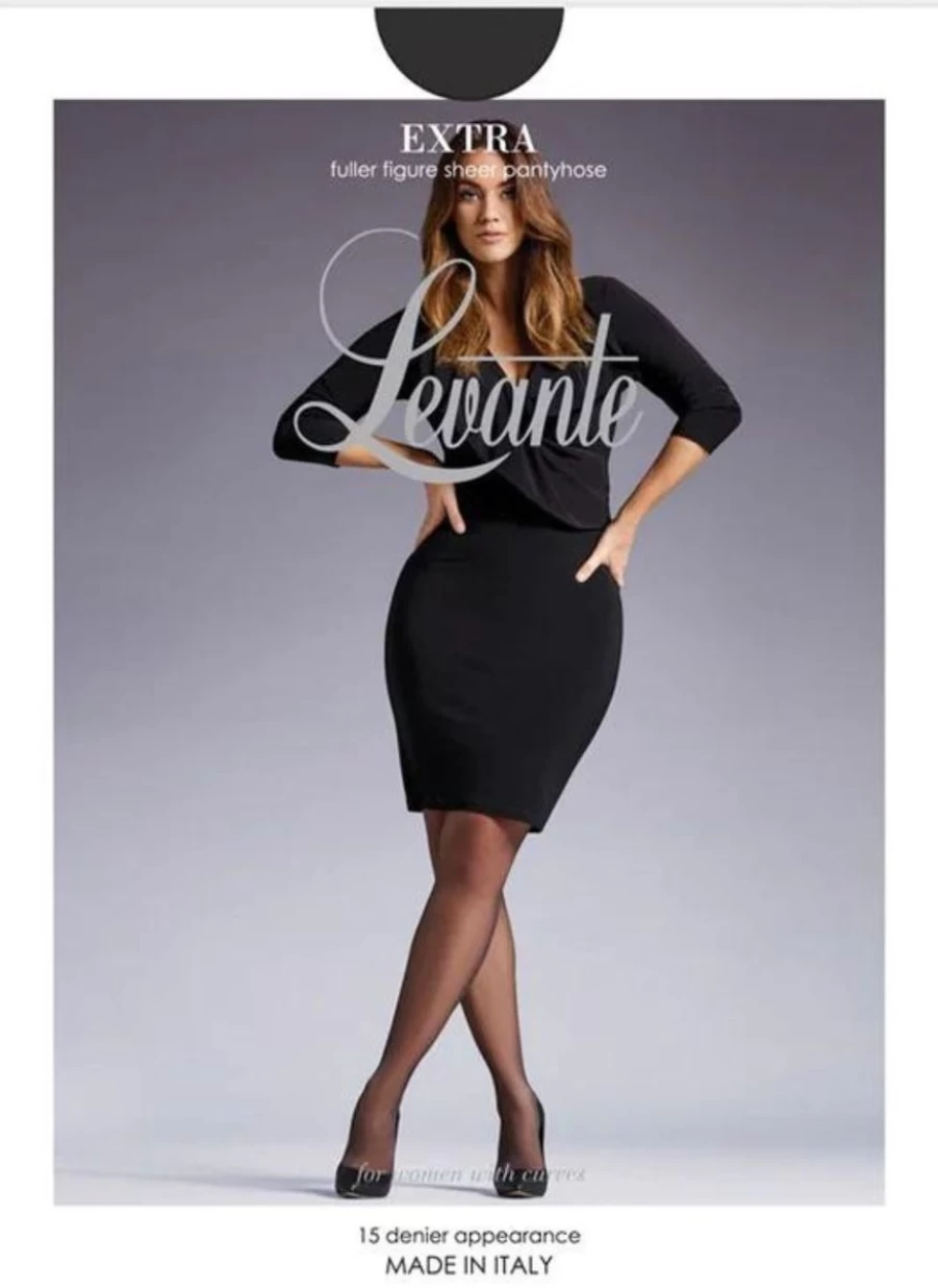 Levante Fuller Figure Extra Sheer 15 Denier Black Pantyhose for Women