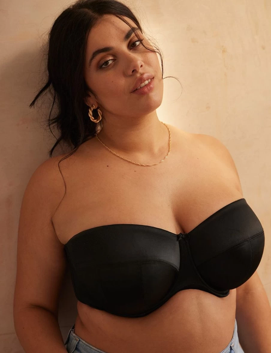 Sculptresse Dana Strapless Bra - Black Lace Underwire Support Plus Size