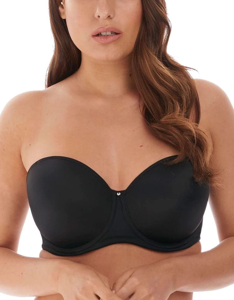 Fantasie Aura Strapless Bra - Black Moulded Underwire Support Bra