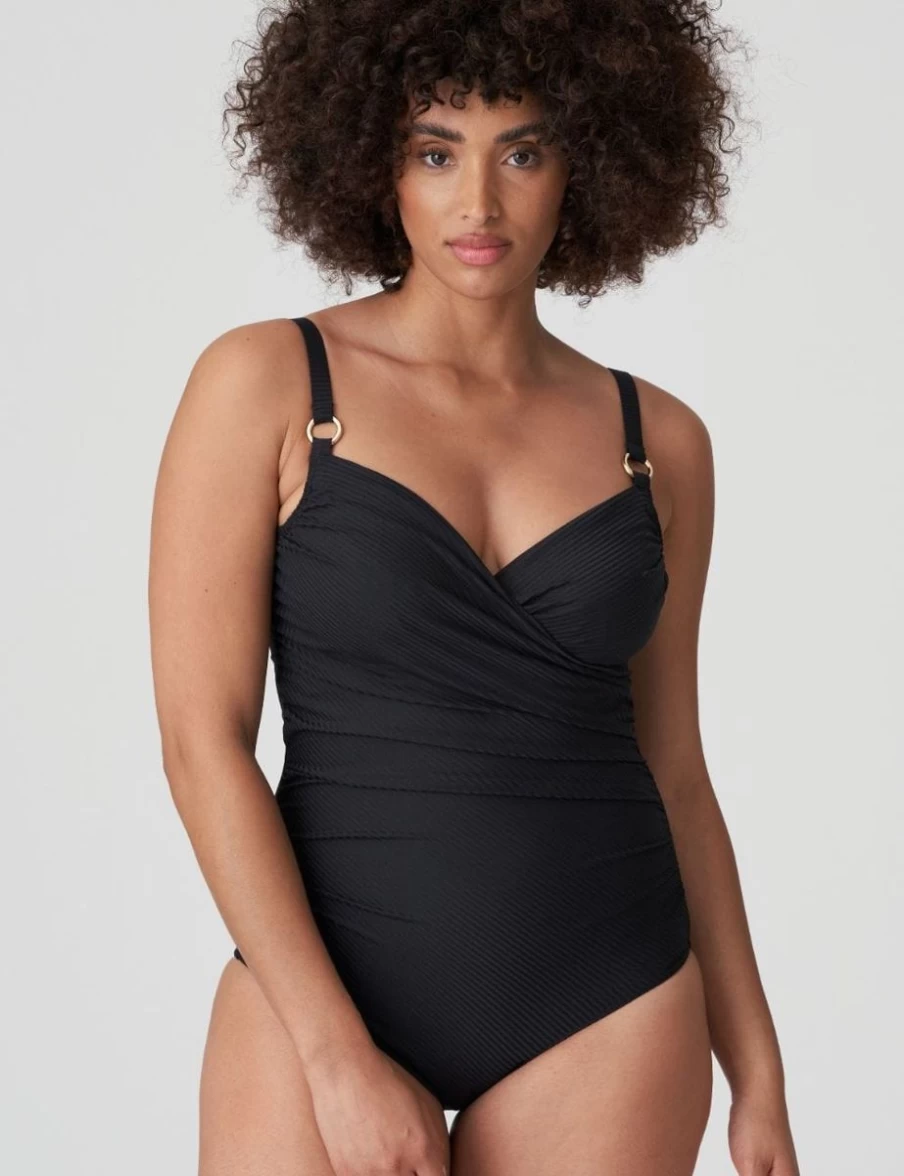 Prima Donna Sahara Control Swimsuit for Women - High Waist Black Bathing Suit for Shapewear & Tummy Control