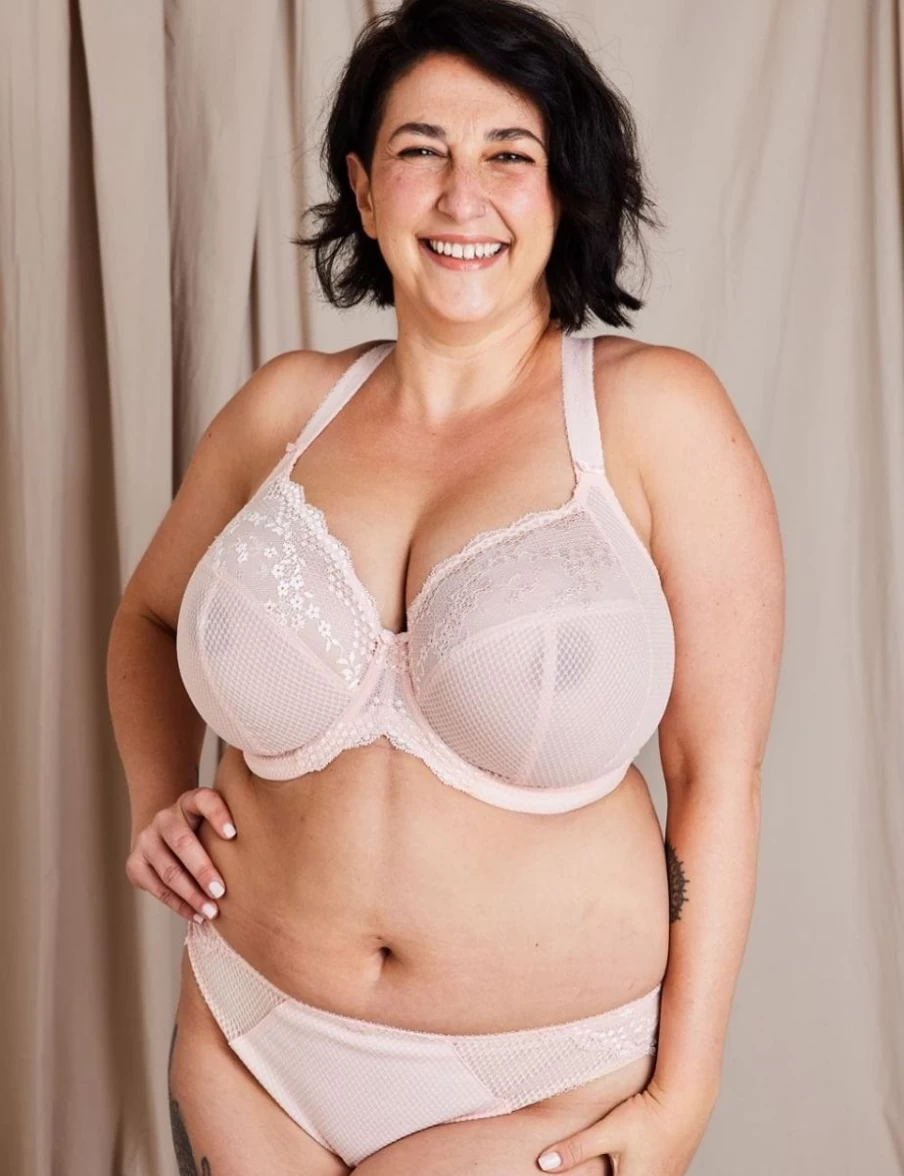 Elomi Charley Plunge Bra Stretch Lace Balconette Underwire Support Ballet Pink