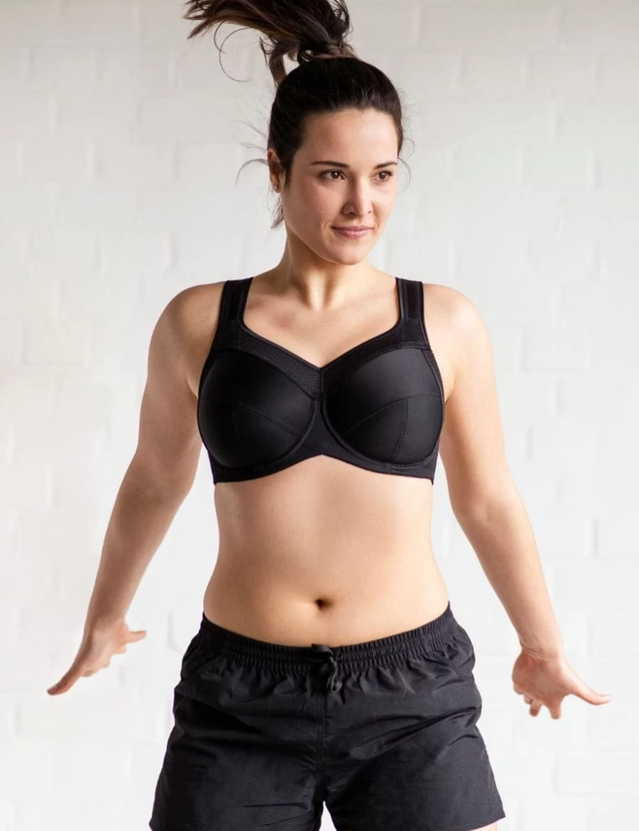 Ulla Kate Underwire Sports Bra - Black Women's High Support Workout Top