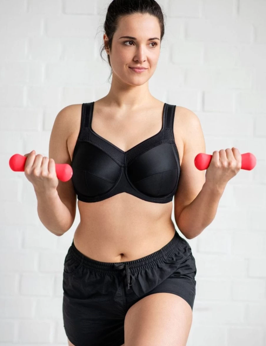 Ulla Kate Underwire Sports Bra - Black Women's High Support Workout Top