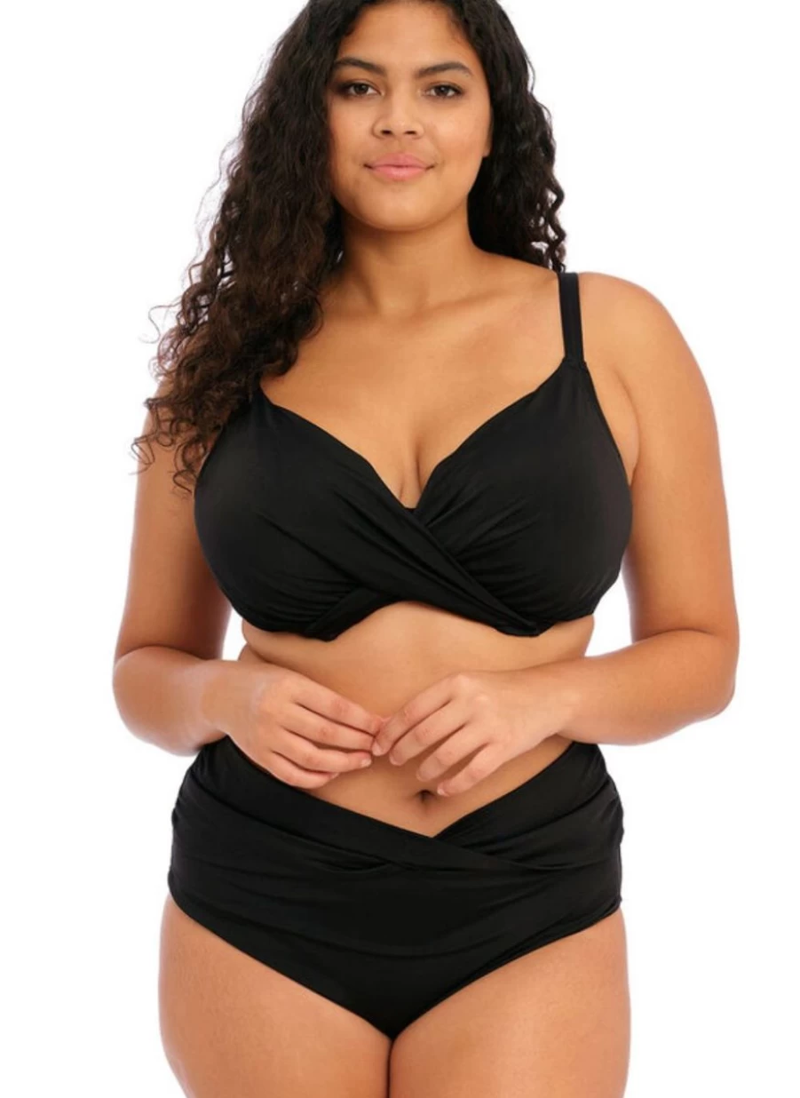 Elomi Magnetic Front Closure Plunge Bikini Top - Supportive Swimwear for Women in Black
