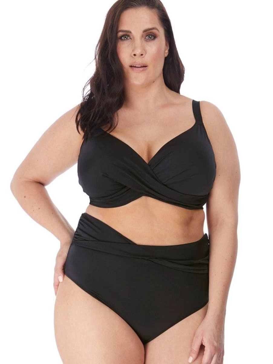 Elomi Magnetic Front Closure Plunge Bikini Top - Supportive Swimwear for Women in Black