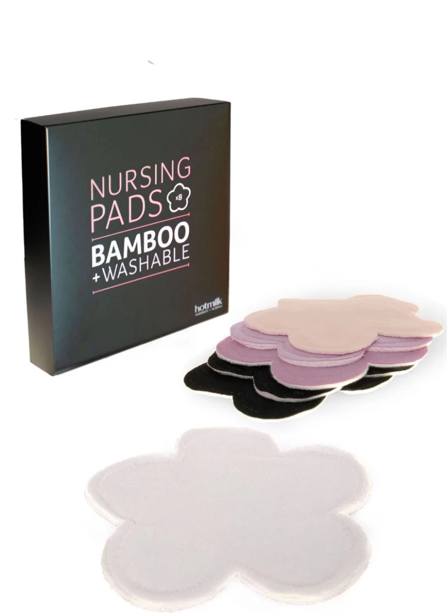 Hotmilk Reusable Bamboo Nursing Pads - Eco-Friendly Breast Pads, 8-Pack for Leak Protection