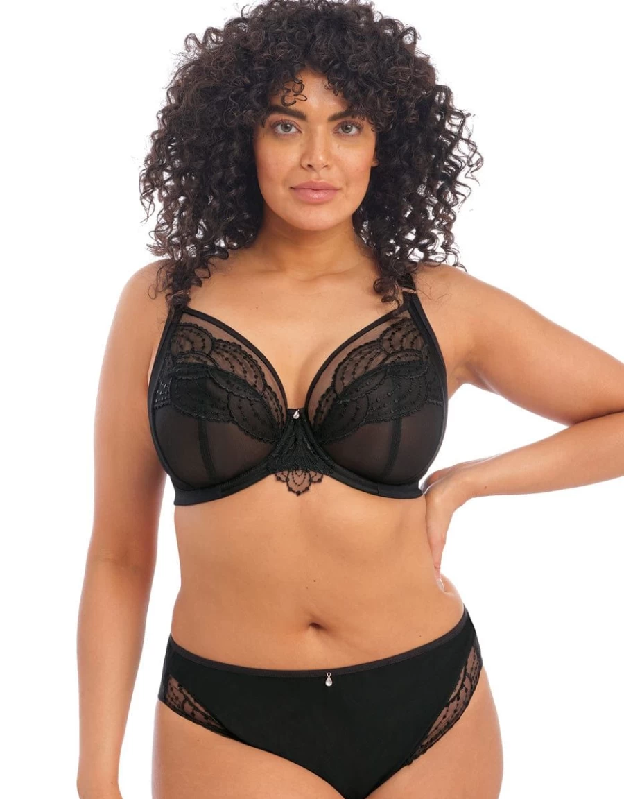Elomi Priya UW Plunge Bra in Black | Full Coverage Underwire Support | Plus Size Lingerie