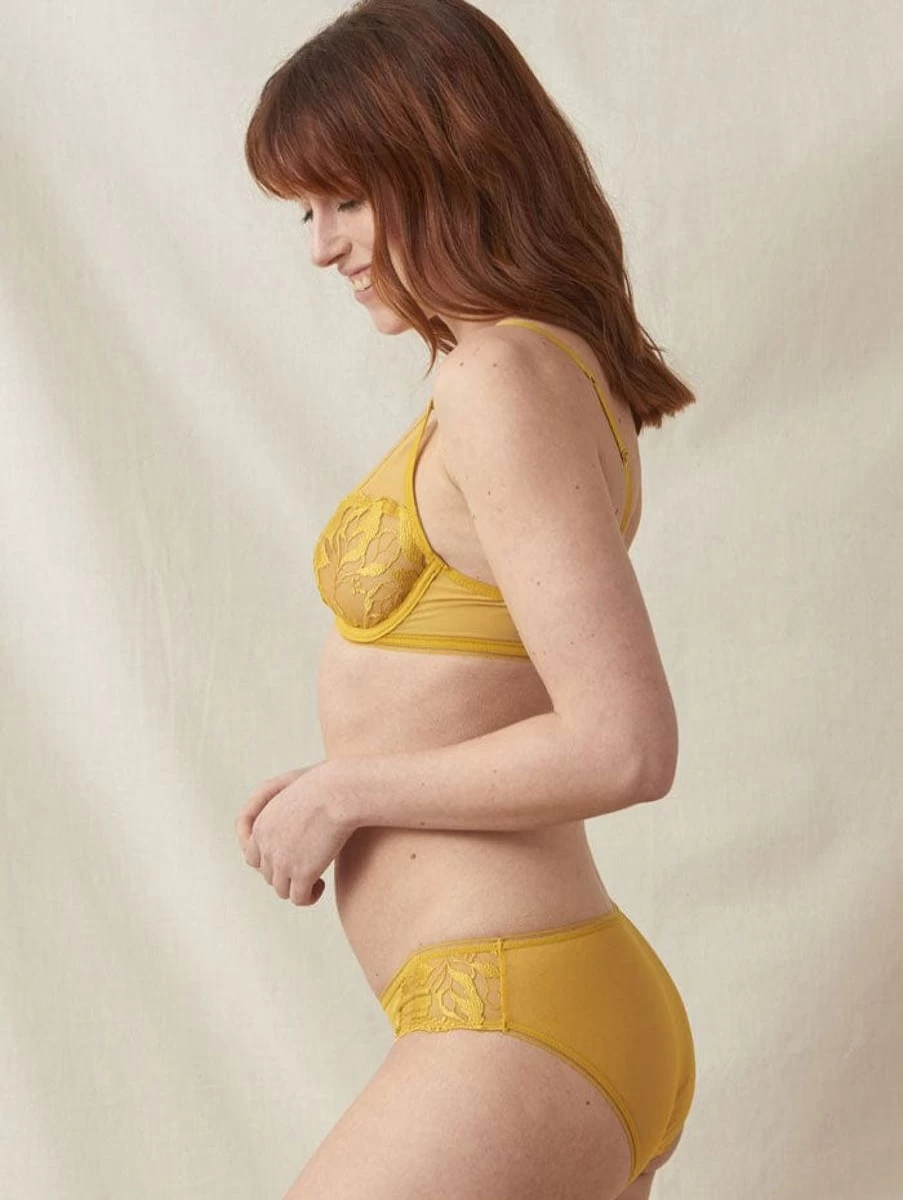 Maison Lejaby Sin Plunge Bra in Ochre - Lace Lingerie & Comfortable Underwear for Women