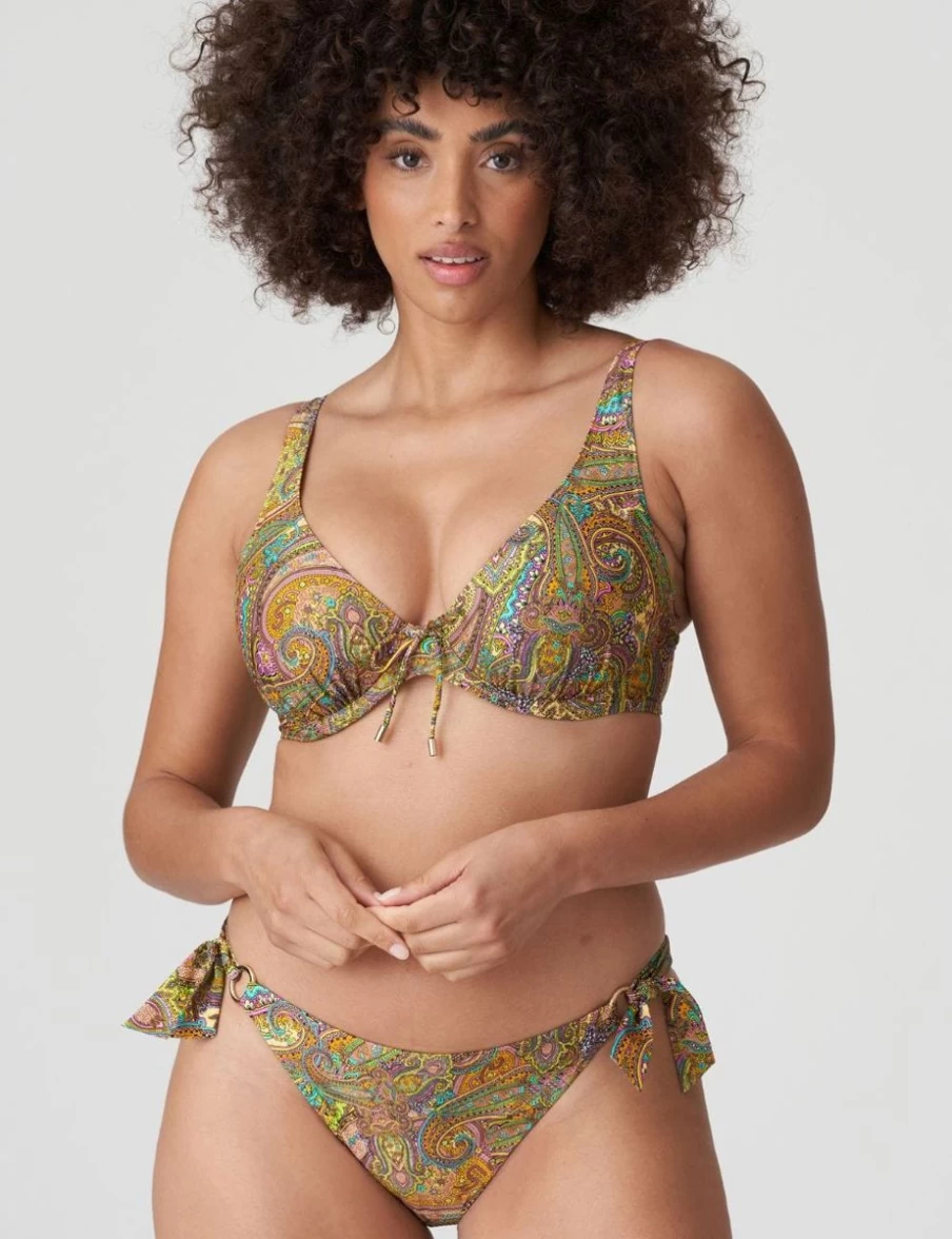 Prima Donna Sakarun Plunge Bikini Top - Half Padded Supportive Swimwear in Sunny Paisley Print