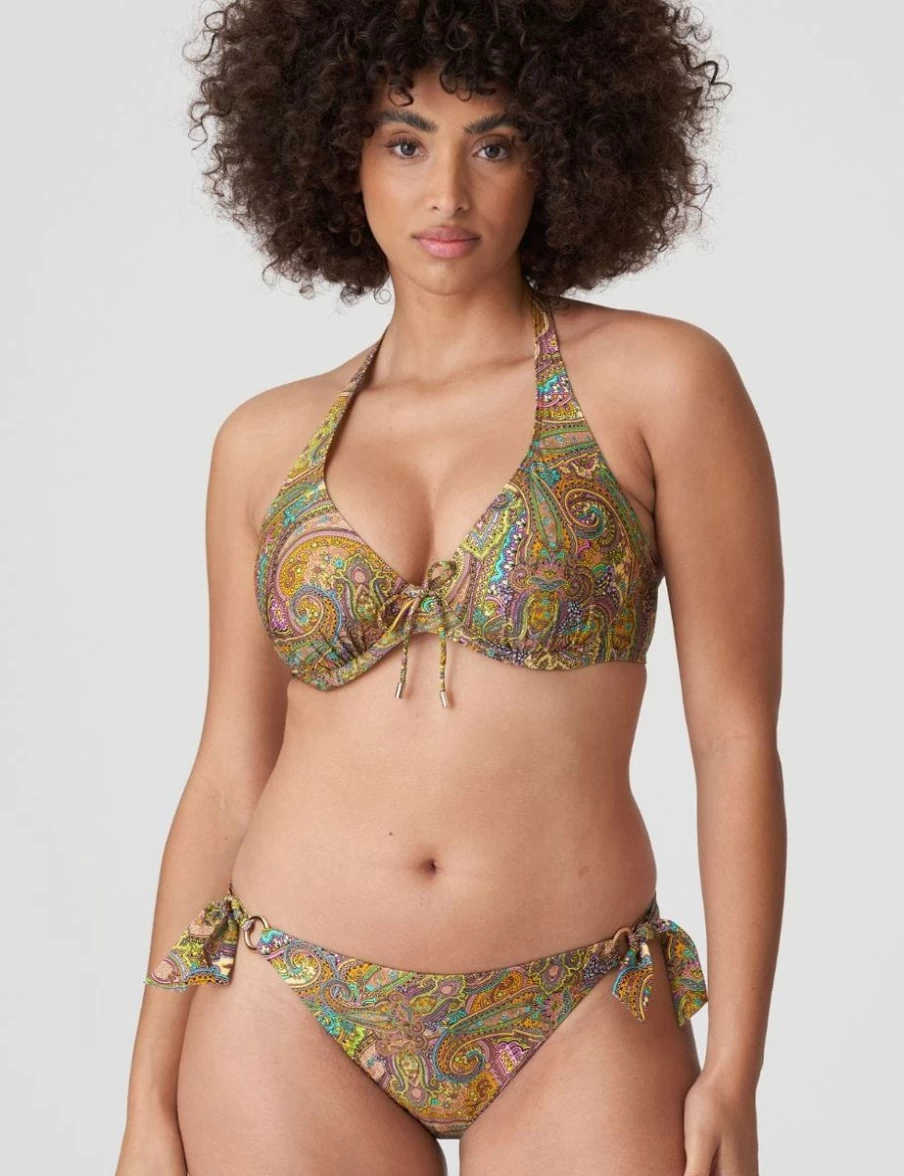 Prima Donna Sakarun Plunge Bikini Top - Half Padded Supportive Swimwear in Sunny Paisley Print