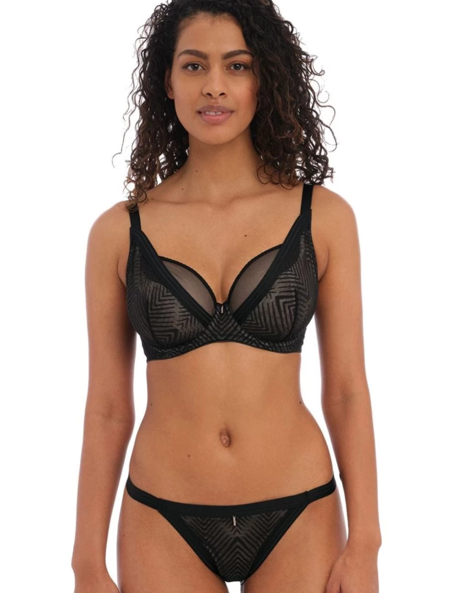 Freya Uplift Plunge Bra - High Apex, Tailored Fit, Black Lingerie