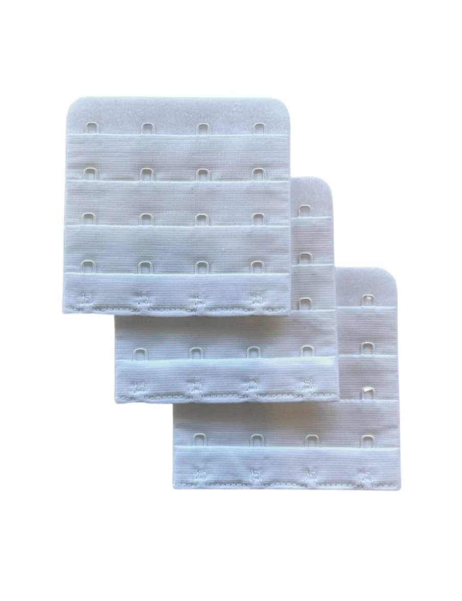 Braza White Bra Extender - 4 Hook & Eye Rows for Comfort & Fit Adjustment