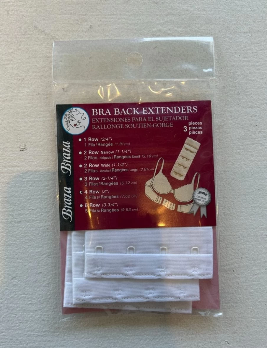 Braza White Bra Extender - 4 Hook & Eye Rows for Comfort & Fit Adjustment