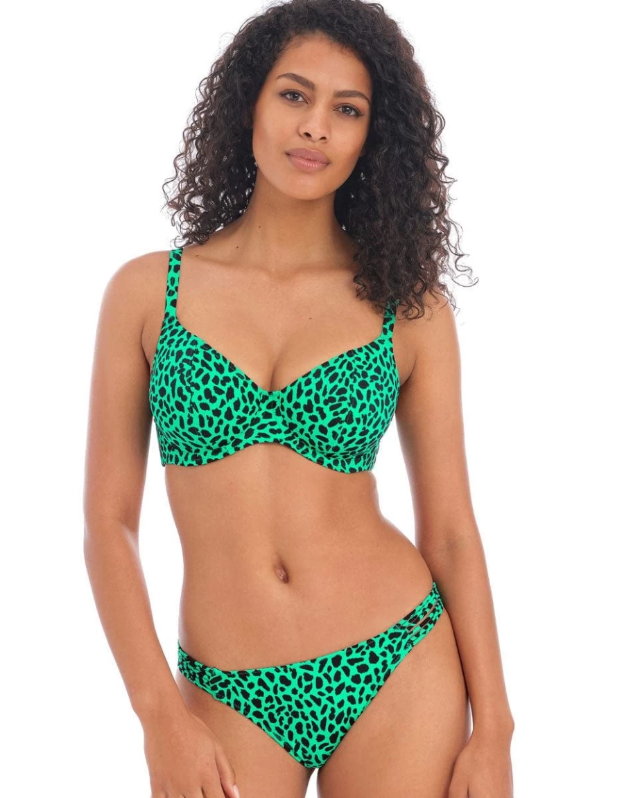 Freya Zanzibar Plunge Bikini Top in Jade - Supportive Swimwear for Women