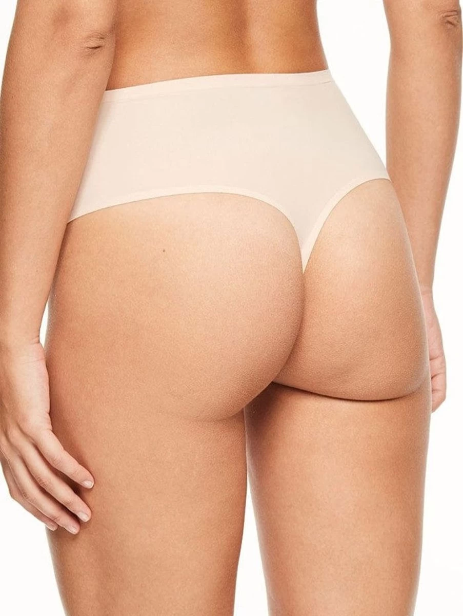 Chantelle Soft Stretch High Waist Thong Underwear in Nude for Comfort and Support