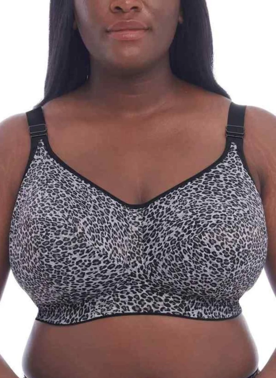 Goddess Celeste Non-Wired Bra - Gray Leopard Print Comfortable Supportive Lingerie