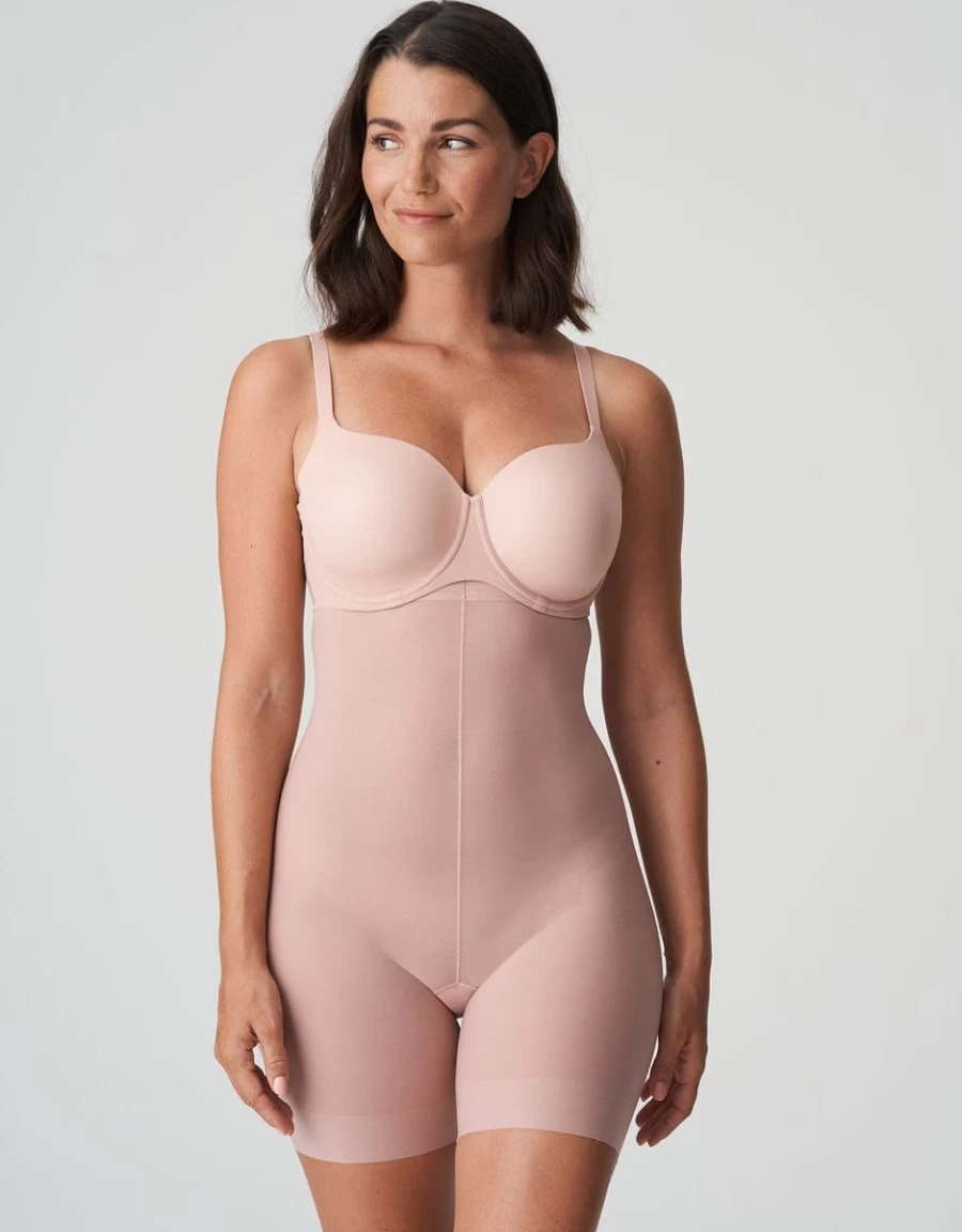 Prima Donna Figuras High Waist Shapewear Brief with Legs in Powder Rose for Tummy Control & Smoothing
