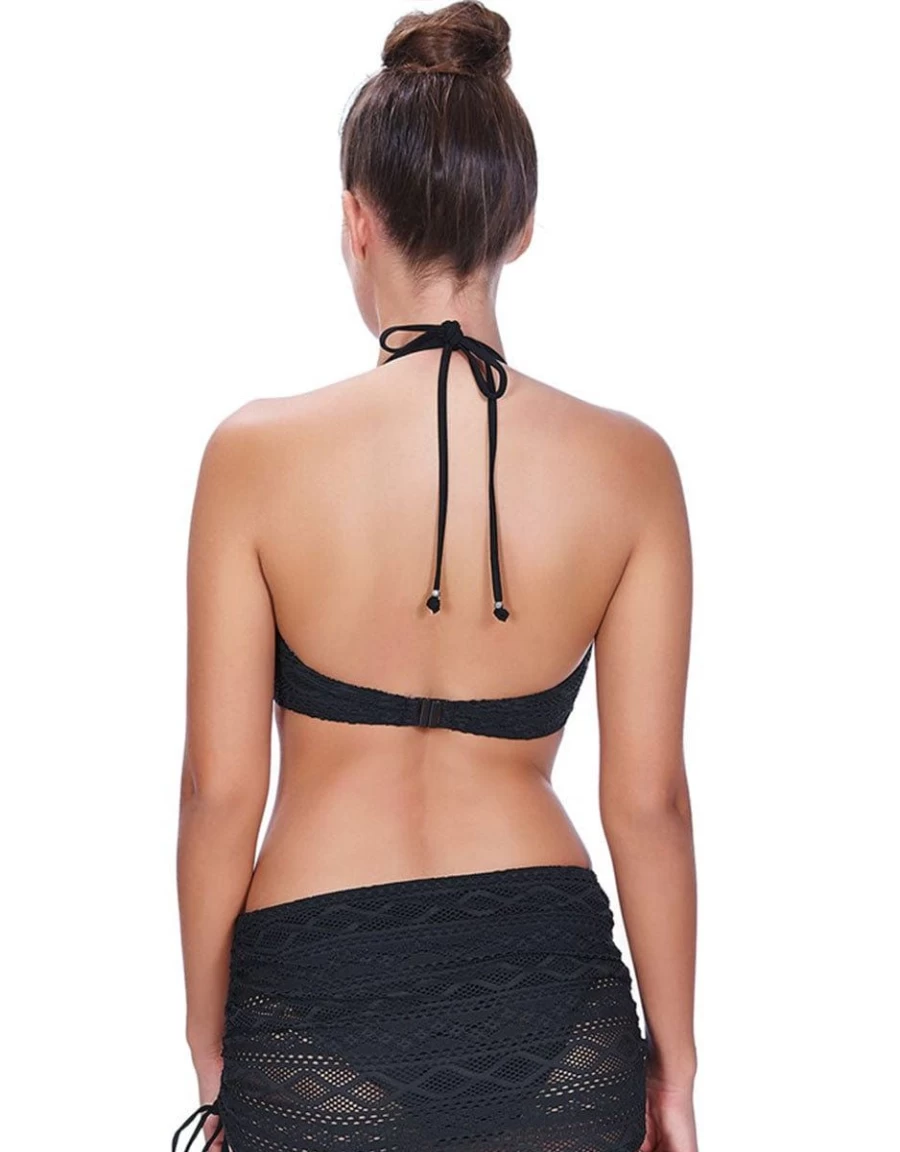 Freya Sundance Halter Bikini Top - Black Bandless Design