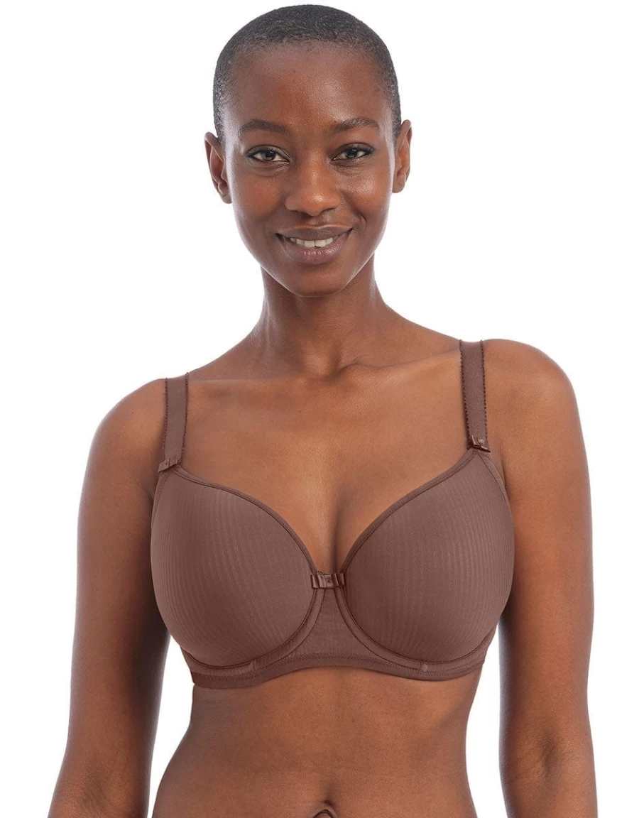 Freya Idol Balcony T-Shirt Bra in Coffee Roast - Moulded Cup for Support and Comfort