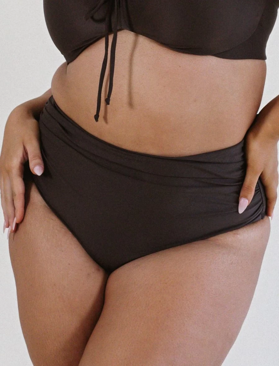 Marvell Lane Zoe High Waist Cotton Underwear Briefs in Coffee Brown