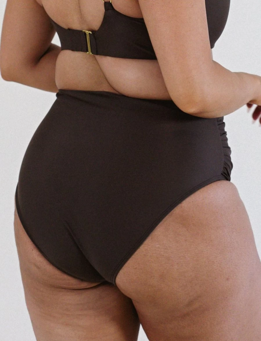 Marvell Lane Zoe High Waist Cotton Underwear Briefs in Coffee Brown