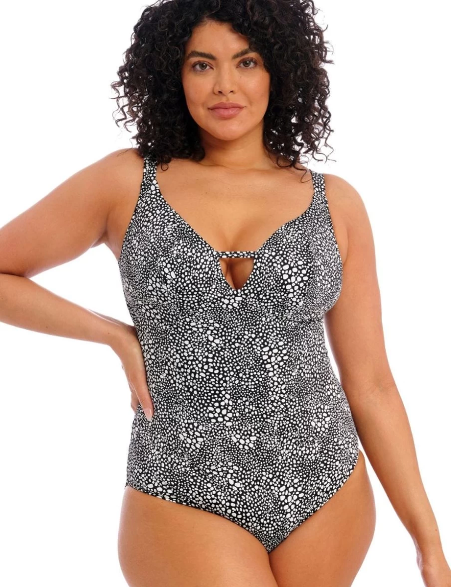 Elomi Pebble Cove Non-Wired Plus Size Swimsuit in Black for Women