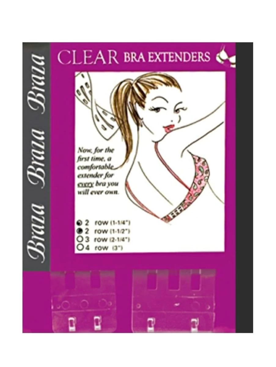 Braza Clear Bra Extenders - 2 Row Hook & Eye Extender for Comfort & Fit
