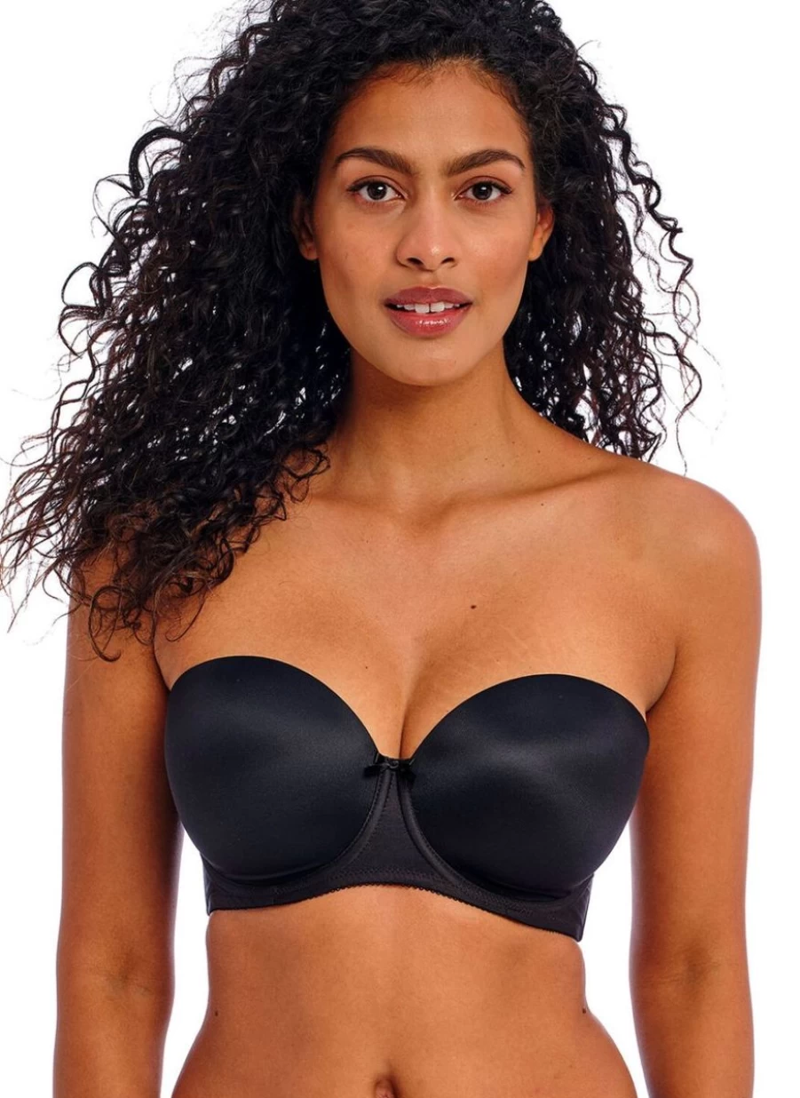 Freya Deco Strapless Bra - Black Lace Underwire Plunge Bra for Women