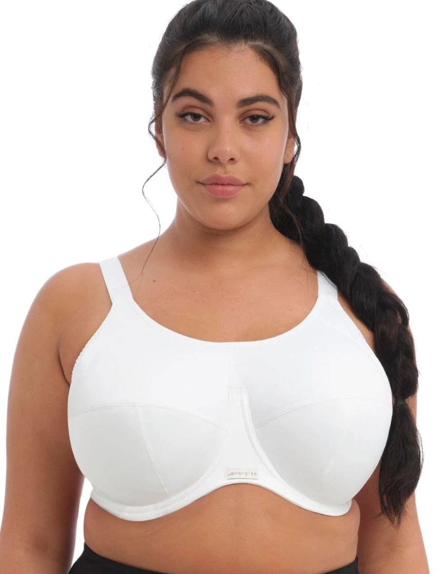 Elomi Energise Multiway Sports Bra - White - Supportive, Comfortable, Wireless Workout Bra for Women