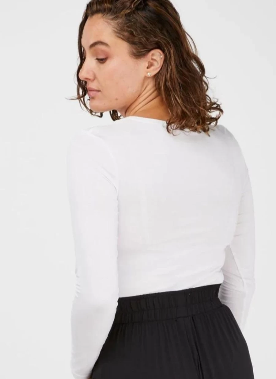 Tani Women's White High Neck Long Sleeve Blouse - Elegant Casual Tops