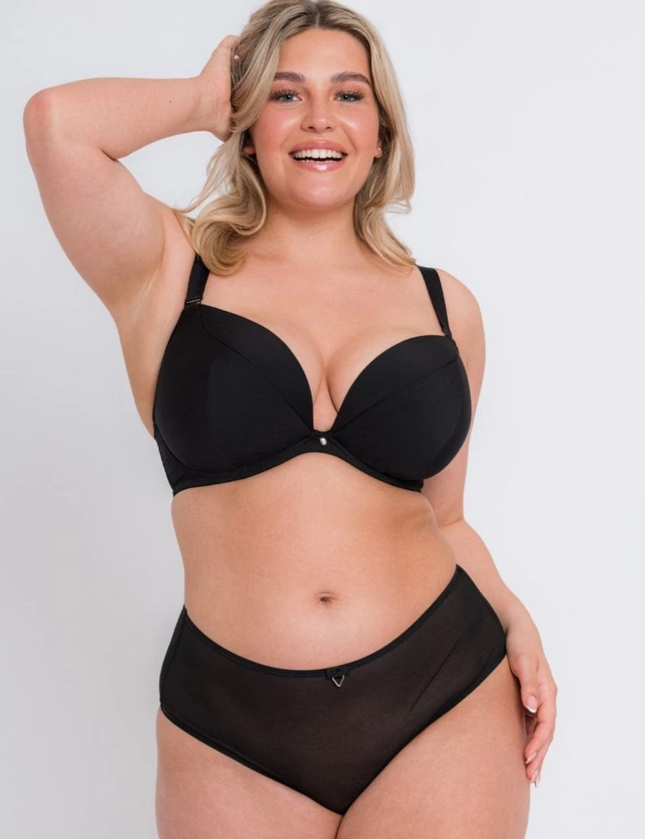Curvy Kate Superplunge Multiway Padded Bra - Adjustable Straps, Plunge Design, Black Lingerie