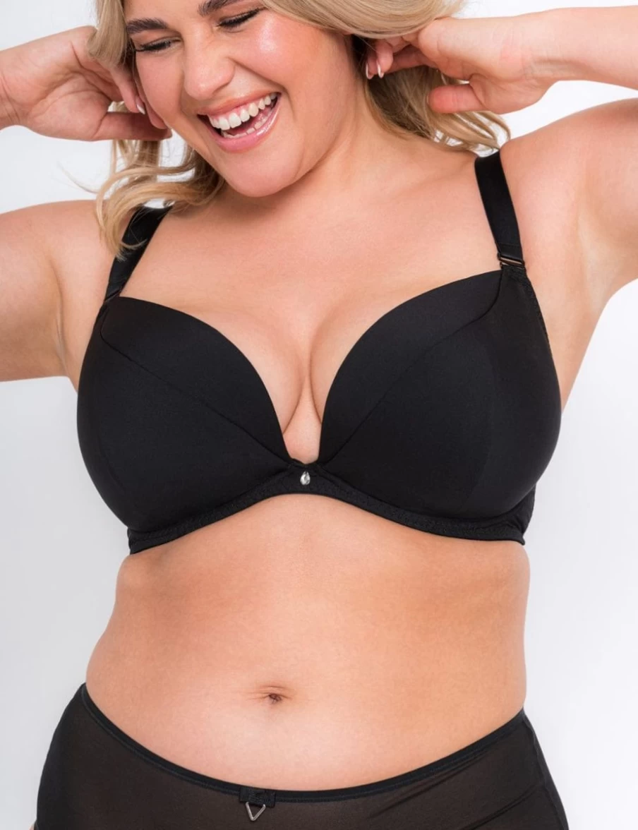 Curvy Kate Superplunge Multiway Padded Bra - Adjustable Straps, Plunge Design, Black Lingerie