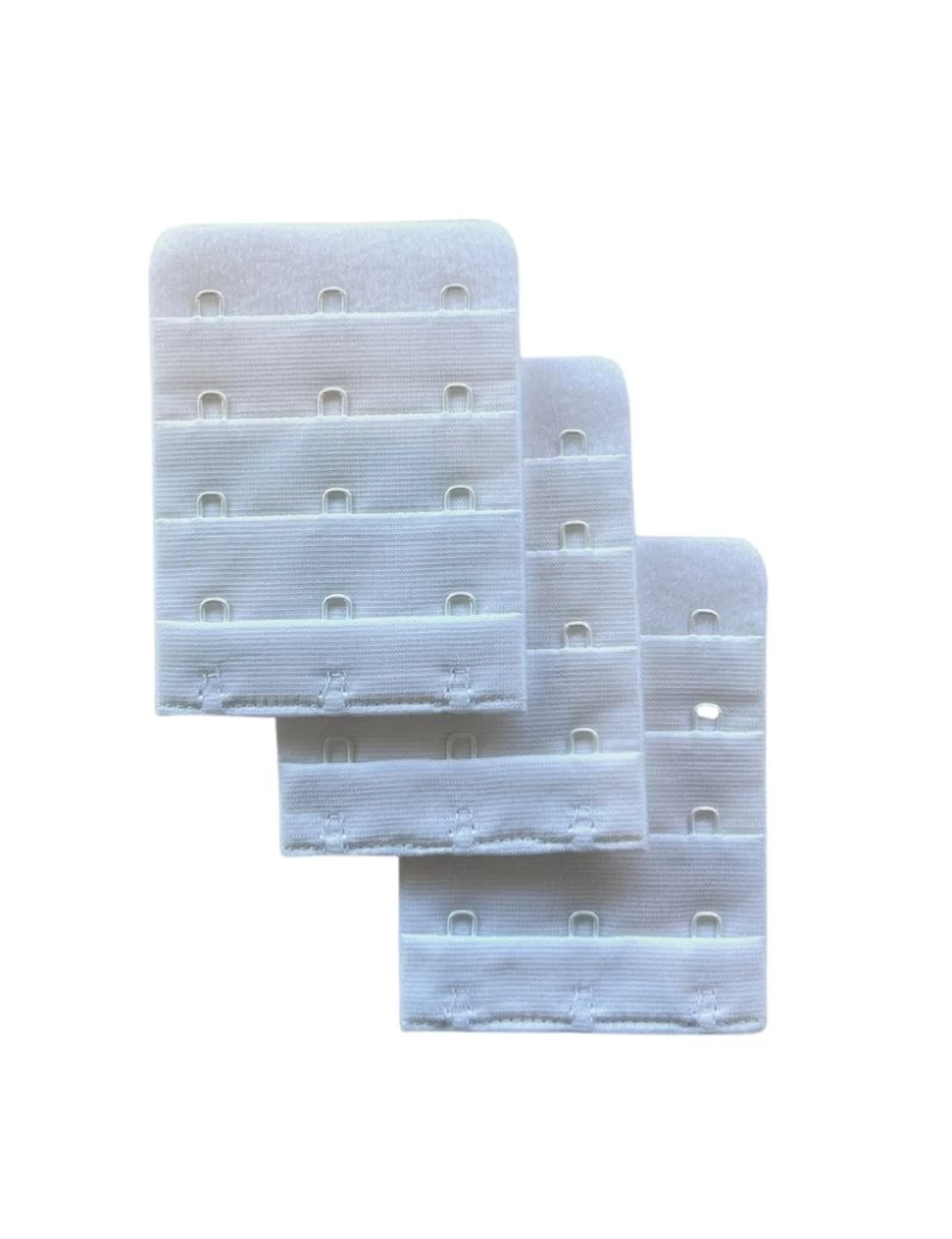 Braza White Bra Extenders - 3 Row Hook & Eye Extension Strap for Comfort & Fit