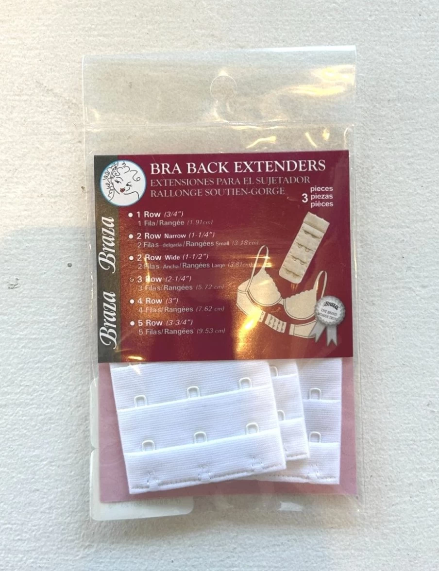 Braza White Bra Extenders - 3 Row Hook & Eye Extension Strap for Comfort & Fit
