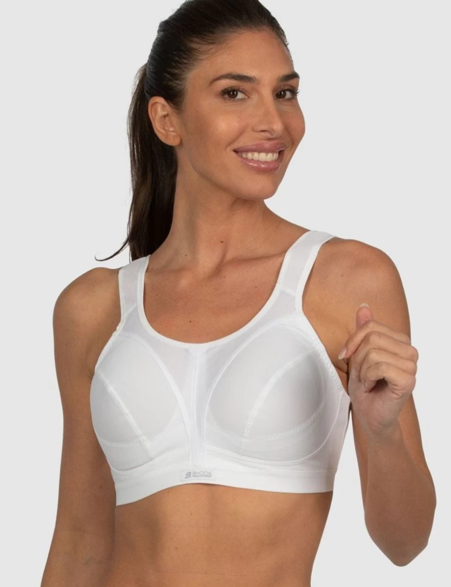 Shock Absorber Active D+ High Impact Sports Bra for Women - Breathable White Workout Top for Running & Fitness