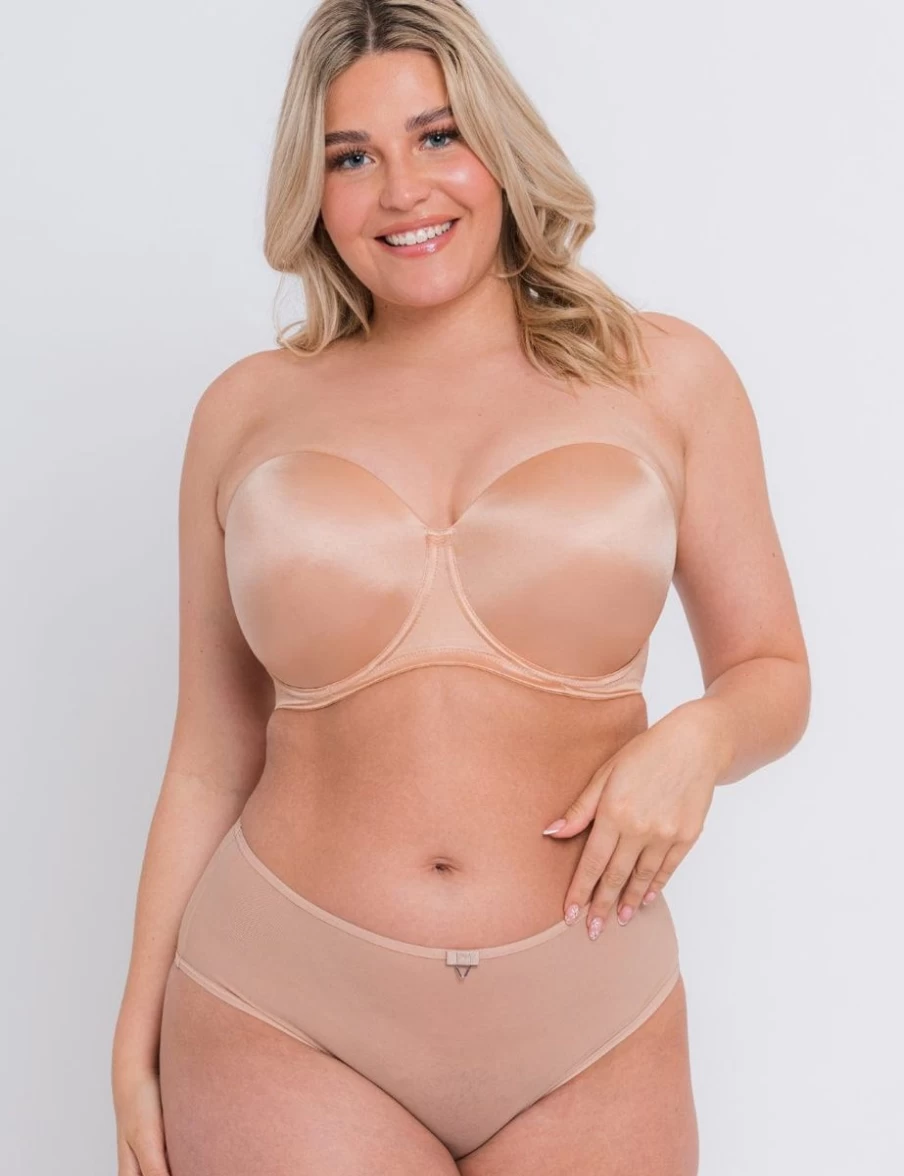 Curvy Kate Smoothie Strapless Moulded Bra in Latte - Seamless T-Shirt Bra for Full Bust Support