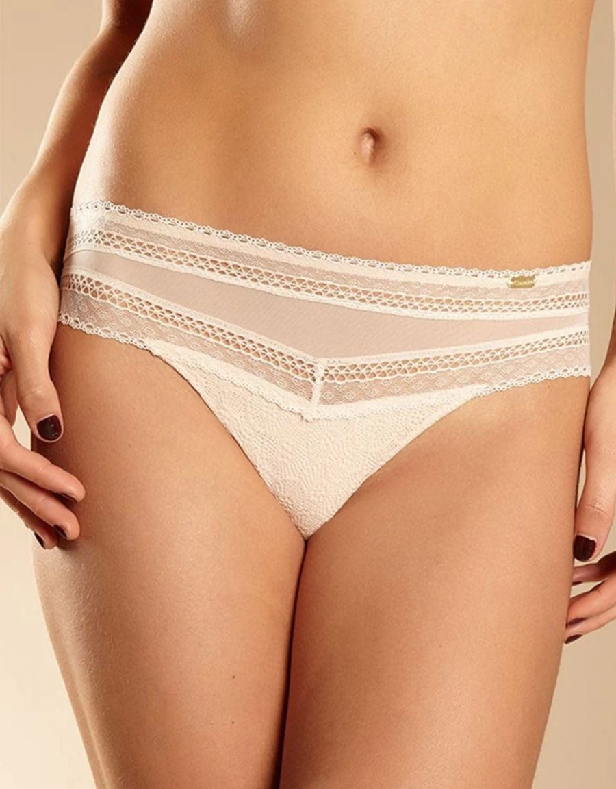 Chantelle Festivite Brazilian Brief in Golden Beige | Comfortable Lace Underwear for Women