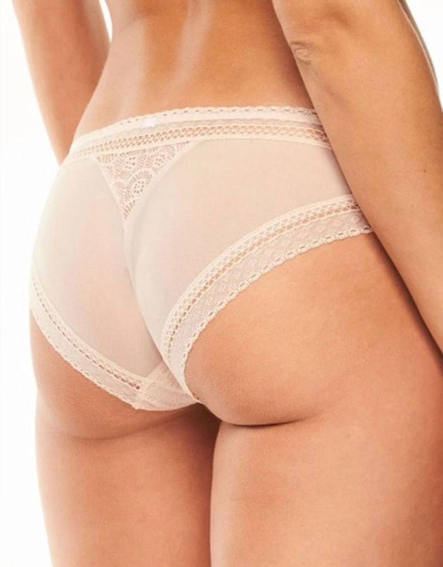 Chantelle Festivite Brazilian Brief in Golden Beige | Comfortable Lace Underwear for Women