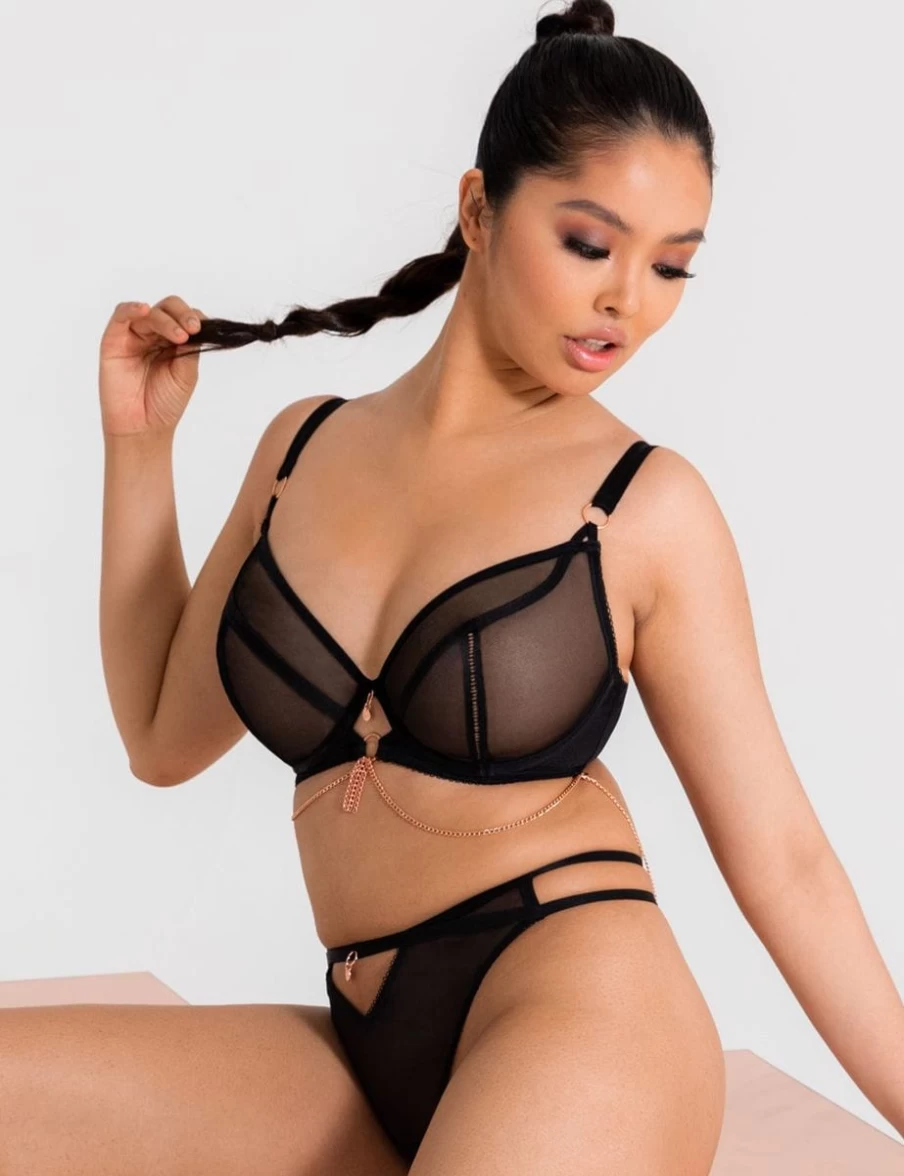 Scantilly Unchained Plunge Bra - Black Lingerie for Women | Sexy Push-Up Underwear