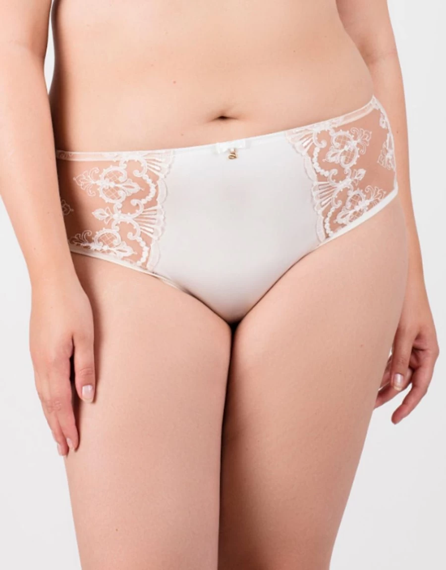Samanta Perla Ivory Midi Brief - Elegant Lace Underwear by Samanta